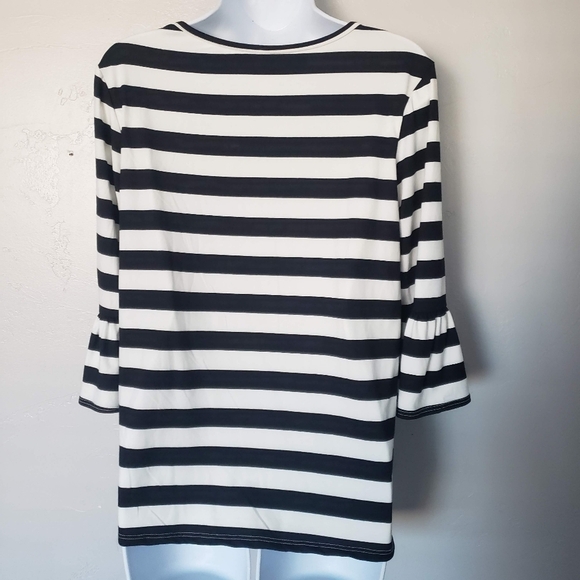 Lime n Chili Small NWOT Black and White Striped Blouse Quarter Sleeve Soft Top - Picture 3 of 6